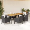 Image de vidaXL Ensemble Ã  manger de jardin coussins 7pcs Noir RÃ©sine tressÃ©e