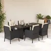 Image de Vidaxl Ensemble Ã Manger De Jardin Coussins 7pcs Noir RÃ©sine TressÃ©e