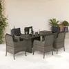 Image de Vidaxl Ensemble Ã Manger De Jardin Et Coussins 7 Pcs Gris Rotin