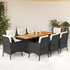 Image de Vidaxl Ensemble Ã Manger De Jardin 9pcs Coussins Noir RÃ©sine TressÃ©e