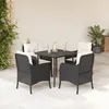 Image de Vidaxl Ensemble Ã Manger De Jardin Coussins 5pcs Noir RÃ©sine TressÃ©e