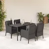 Image de Vidaxl Ensemble Ã Manger De Jardin Coussins 5pcs Noir RÃ©sine TressÃ©e