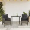 Image de Vidaxl Ensemble Ã Manger De Jardin 3 Pcs Coussins Gris RÃ©sine TressÃ©e
