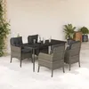 Image de Vidaxl Ensemble Ã Manger De Jardin 5 Pcs Coussins Gris RÃ©sine TressÃ©e