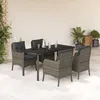 Image de Vidaxl Ensemble Ã Manger De Jardin 5 Pcs Coussins Gris RÃ©sine TressÃ©e