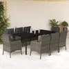 Image de Vidaxl Ensemble Ã Manger De Jardin 9 Pcs Coussins Gris RÃ©sine TressÃ©e