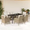 Image de Vidaxl Ensemble Ã Manger De Jardin Et Coussins 7 Pcs Beige Poly Rotin