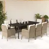 Image de Vidaxl Ensemble Ã Manger De Jardin Et Coussins 9 Pcs Beige Poly Rotin