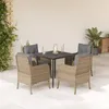 Image de Vidaxl Ensemble Ã Manger De Jardin Avec Coussins 5pcs Beige Poly Rotin