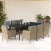 Image de Vidaxl Ensemble Ã Manger De Jardin Et Coussins 9 Pcs Beige Poly Rotin
