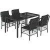 Image de Vidaxl Ensemble Ã Manger De Jardin Coussins 5pcs Noir RÃ©sine TressÃ©e