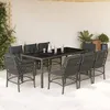 Image de Vidaxl Ensemble Ã Manger De Jardin 9 Pcs Coussins Gris RÃ©sine TressÃ©e