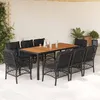 Image de vidaXL Ensemble Ã  manger de jardin 9pcs coussins noir rÃ©sine tressÃ©e