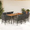 Image de Vidaxl Ensemble Ã Manger De Jardin 9 Pcs Coussins Gris RÃ©sine TressÃ©e