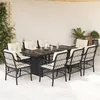Image de Vidaxl Ensemble Ã Manger De Jardin 9pcs Coussins Noir RÃ©sine TressÃ©e