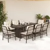 Image de Vidaxl Ensemble Ã Manger De Jardin Et Coussins 9 Pcs Marron Poly Rotin