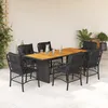 Image de Vidaxl Ensemble Ã Manger De Jardin Coussins 7pcs Noir RÃ©sine TressÃ©e
