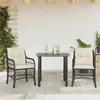 Image de Vidaxl Ensemble De Bistro 3 Pcs Avec Coussins Noir RÃ©sine TressÃ©e