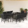 Image de Vidaxl Ensemble Ã Manger De Jardin 9pcs Coussins Noir RÃ©sine TressÃ©e