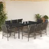 Image de Vidaxl Ensemble Ã Manger De Jardin 9 Pcs Coussins Gris RÃ©sine TressÃ©e