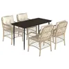 Image de Vidaxl Ensemble Ã Manger De Jardin Avec Coussins 5pcs Beige Poly Rotin
