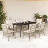 Image de Vidaxl Ensemble Ã Manger De Jardin Et Coussins 7 Pcs Beige Poly Rotin
