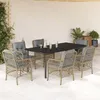 Image de Vidaxl Ensemble Ã Manger De Jardin Coussins 7 Pcs MÃ©lange Beige Rotin