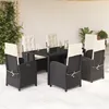 Image de Vidaxl Ensemble Ã Manger De Jardin Coussins 7pcs Noir RÃ©sine TressÃ©e
