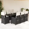 Image de Vidaxl Ensemble Ã Manger De Jardin 9pcs Coussins Noir RÃ©sine TressÃ©e