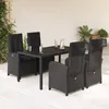 Image de Vidaxl Ensemble Ã Manger De Jardin Coussins 5pcs Noir RÃ©sine TressÃ©e
