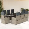 Image de Vidaxl Ensemble Ã Manger De Jardin 9 Pcs Coussins Gris RÃ©sine TressÃ©e