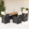 Image de Vidaxl Ensemble Ã Manger De Jardin Coussins 7pcs Noir RÃ©sine TressÃ©e