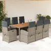 Image de Vidaxl Ensemble Ã Manger De Jardin 9 Pcs Coussins Gris RÃ©sine TressÃ©e
