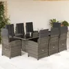 Image de Vidaxl Ensemble Ã Manger De Jardin 9 Pcs Coussins Gris RÃ©sine TressÃ©e