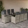 Image de Vidaxl Ensemble Ã Manger De Jardin Et Coussins 9 Pcs Gris Clair Rotin