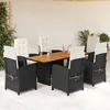 Image de Vidaxl Ensemble Ã Manger De Jardin Coussins 7pcs Noir RÃ©sine TressÃ©e