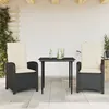 Image de Vidaxl Ensemble Ã Manger De Jardin Avec Coussins 3 Pcs Noir
