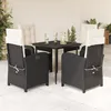 Image de Vidaxl Ensemble Ã Manger De Jardin Coussins 5pcs Noir RÃ©sine TressÃ©e