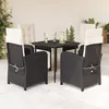 Image de Vidaxl Ensemble Ã Manger De Jardin Coussins 5pcs Noir RÃ©sine TressÃ©e