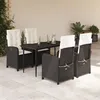 Image de Vidaxl Ensemble Ã Manger De Jardin Coussins 5pcs Noir RÃ©sine TressÃ©e