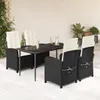 Image de Vidaxl Ensemble Ã Manger De Jardin Coussins 5pcs Noir RÃ©sine TressÃ©e