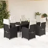 Image de Vidaxl Ensemble Ã Manger De Jardin Coussins 7pcs Noir RÃ©sine TressÃ©e