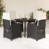 Image de Vidaxl Ensemble Ã Manger De Jardin Coussins 5pcs Noir RÃ©sine TressÃ©e