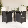 Image de Vidaxl Ensemble Ã Manger De Jardin Coussins 5pcs Noir RÃ©sine TressÃ©e