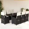 Image de Vidaxl Ensemble Ã Manger De Jardin 9pcs Coussins Noir RÃ©sine TressÃ©e