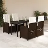 Image de Vidaxl Ensemble Ã Manger De Jardin 5 Pcs Et Coussins Marron Poly Rotin