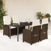Image de Vidaxl Ensemble Ã Manger De Jardin 5 Pcs Et Coussins Marron Poly Rotin