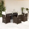 Image de Vidaxl Ensemble Ã Manger De Jardin Et Coussins 7 Pcs Marron Rotin