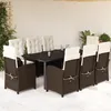 Image de Vidaxl Ensemble Ã Manger De Jardin Et Coussins 9 Pcs Marron Poly Rotin