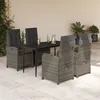 Image de Vidaxl Ensemble Ã Manger De Jardin 5 Pcs Coussins Gris RÃ©sine TressÃ©e